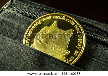 Dogecoin is a modern way of exchange and this crypto currency is a convenient means of payment in the financial Royalty-Free Stock Photo #1461160358