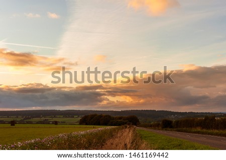 Warm scenery of the setting sun - countryside