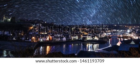 whitby harbour at night startrails
