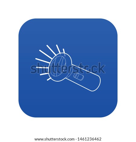 Flashlight icon blue vector isolated on white background
