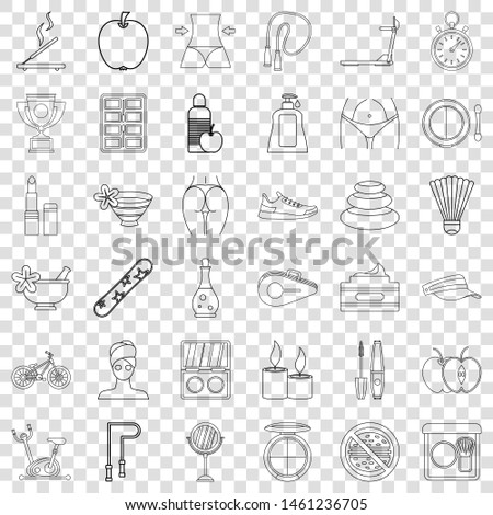 Health icons set. Outline style of 36 health vector icons for web for any design