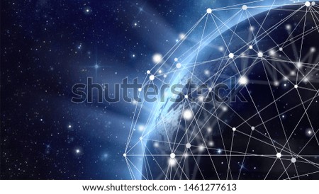 Illustration of Internet lines around the earth plans