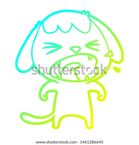 cold gradient line drawing of a cute cartoon dog