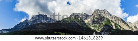 An amazing panorama picture of the mountains in Leogang, Austria
