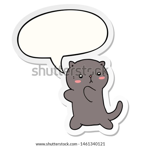 cute cartoon cat with speech bubble sticker