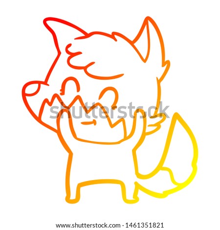 warm gradient line drawing of a cartoon friendly fox