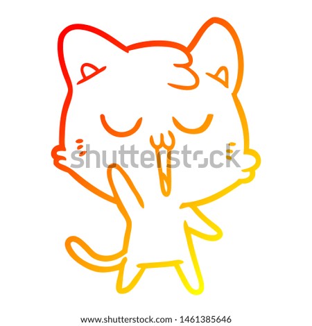 warm gradient line drawing of a cartoon cat singing