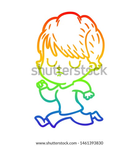 rainbow gradient line drawing of a cartoon woman