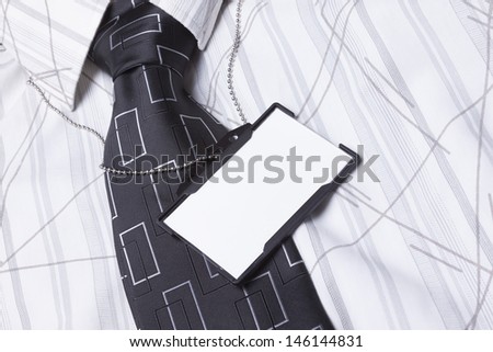 Card empty ID badge on man suit
