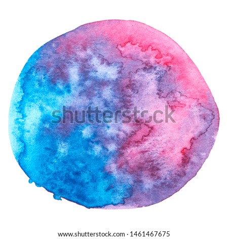 Vector round pink and  blue watercolor paint texture isolated on white for Your design