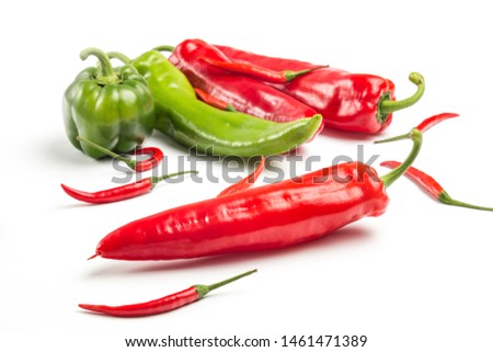 Chilies on a white background