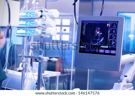 Ultrasound machine in a modern operating laboratory. Royalty-Free Stock Photo #146147576