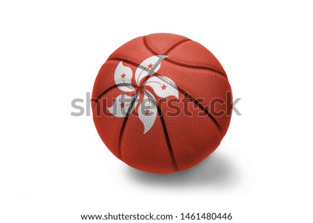 basketball ball with the colored national flag of hong kong on the white background