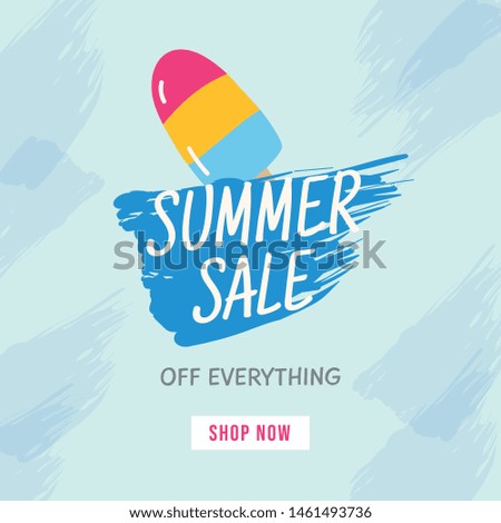 Summer sale banner design with doodle elements