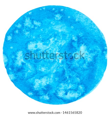 Vector blue round watercolor paint texture isolated on white for Your design
