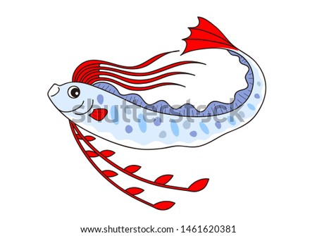 ryugunotsukai regalecus glesne ribbonfish king of the herring oarfish character illustration clip art