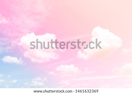 Soft cloud background with orange pastel color to blue gradient, background image, copy space