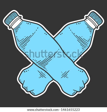 Water bottle. Vector concept in doodle and sketch style. Hand drawn illustration for printing on T-shirts, postcards. Icon and logo idea.