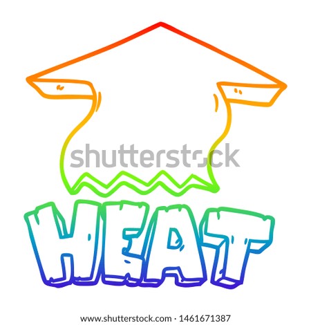 rainbow gradient line drawing of a cartoon heat symbol