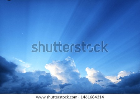 Sky clouds background. Blue summer.Fluffy clouds, large blocks on the blue horizon.