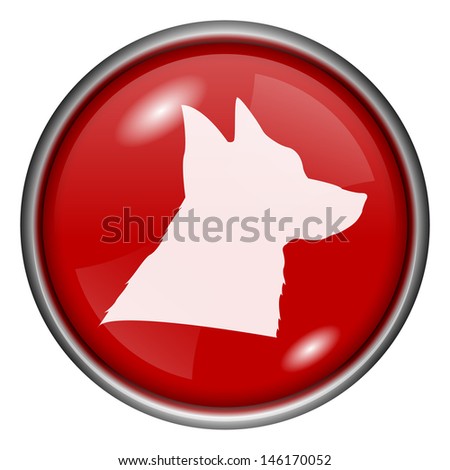 Red round glossy icon with white design on red background