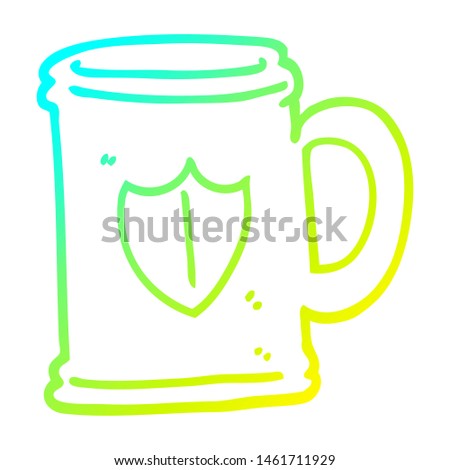 cold gradient line drawing of a cartoon tankard