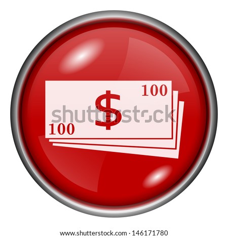 Red round glossy icon with white design on red background