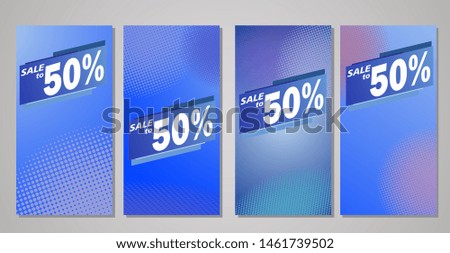set design banner vector, banner promotion design, sale promotion design. banner on blue abstract background.