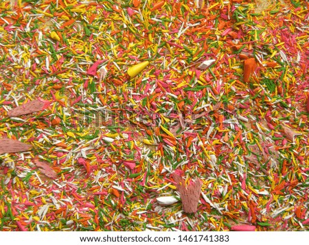 Colorful saw dust and shavings of pencils