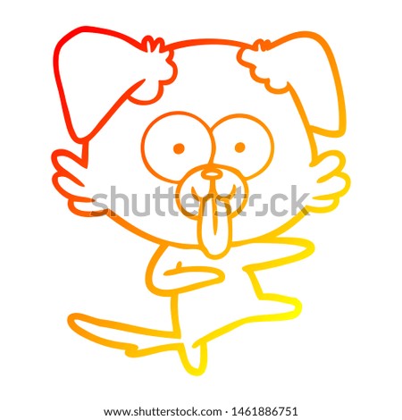 warm gradient line drawing of a cartoon dog with tongue sticking out