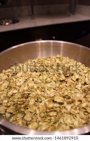 Amsterdam, Netherlands. Heineken Experience center. Dry malt beans ready to be used to brew the beer.   Royalty-Free Stock Photo #1461892910