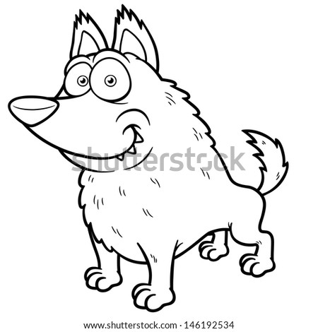 Vector illustration of Cartoon wolf - Coloring book