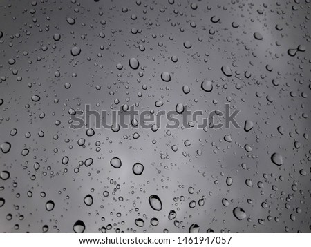 picture of Rain drops on window on gray background,water,spray