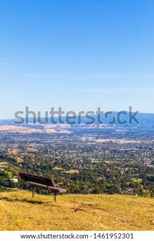 Bench with amazing view of Silicon Valley in California