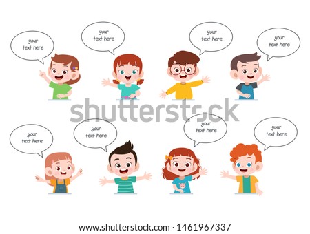 speech talk children faces set