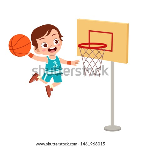 kid boy basketball vector illustration