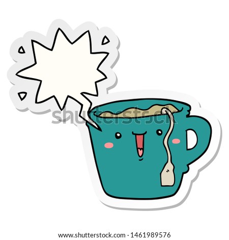 cute cartoon coffee cup with speech bubble sticker