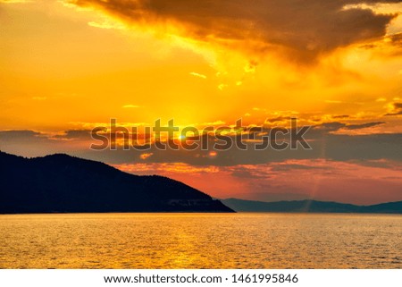 magical sunset on the island of thassos in greece