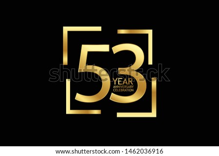 53 year anniversary celebration logotype. anniversary logo with golden and light white color isolated on black background, vector design for celebration, invitation and greeting card-Vector