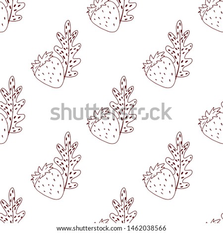 Tropical fruit strawberry line pattern. Tropical fruits home textile design background. Elegance sketch style