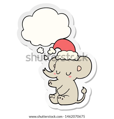 cute christmas elephant with thought bubble as a printed sticker