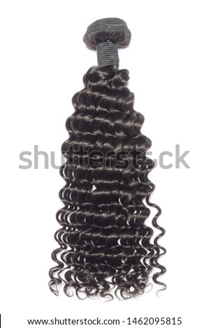 deep wave curly black human hair weaves extensions bundles Royalty-Free Stock Photo #1462095815