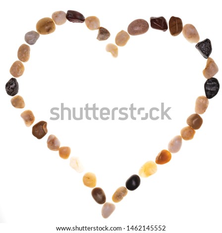 Beautiful handmade heart with stones (boulders). Isolated on white background Collection words with stones.