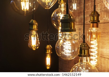 Large LED lamps in retro style. Royalty-Free Stock Photo #1462152149
