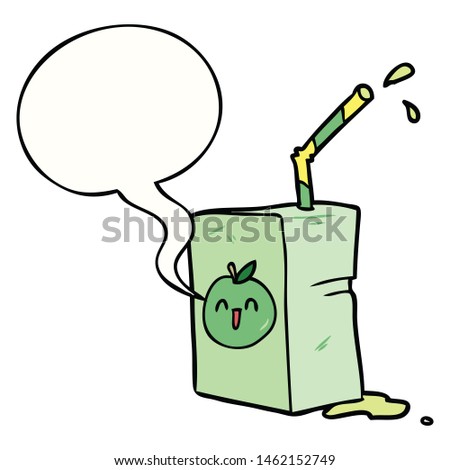 cartoon apple juice box with speech bubble