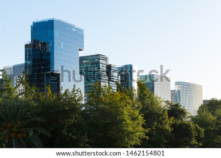 Skyline of office buildings at Nueva Las Condes, Las Condes district, Santiago de Chile