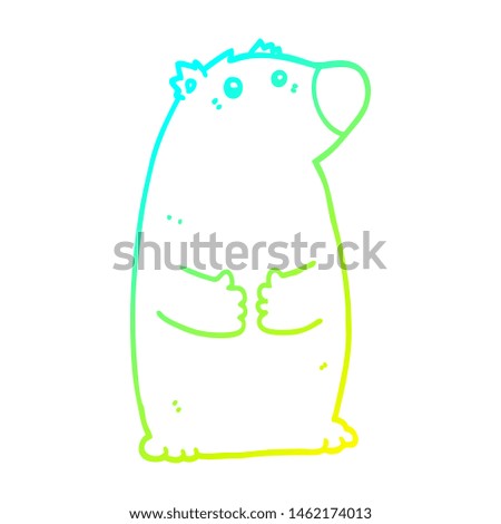 cold gradient line drawing of a cartoon bear