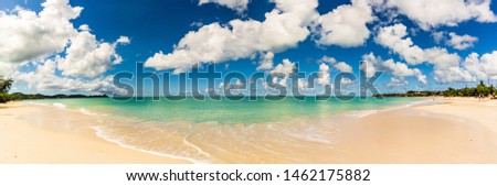 Panoramic view of the beach in St. John's, Antigua and Barbuda, a country located in the West Indies in the Caribbean Sea Royalty-Free Stock Photo #1462175882