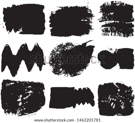 Grunge vector brush. Abstract black spots on a white background. Templates for the destruction of text and print. Isolated lines