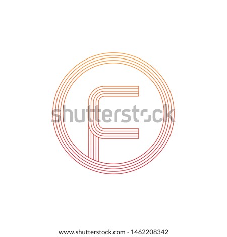 vector illustration letter f and circle line icon logo design